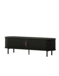 Entertainment Unit Tambour Sliding TV Cabinet 160cm in Black