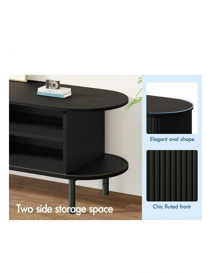 Entertainment Unit Tambour Sliding TV Cabinet 160cm in Black image 4