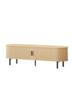 Entertainment Unit Tambour Sliding TV Cabinet 160cm in Beige
