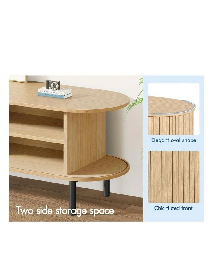 Entertainment Unit Tambour Sliding TV Cabinet 160cm in Beige image 4