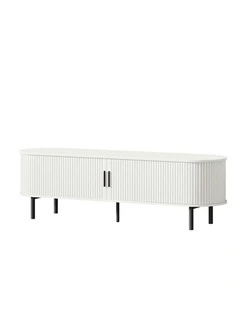 Entertainment Unit Tambour Sliding TV Cabinet 160cm in White