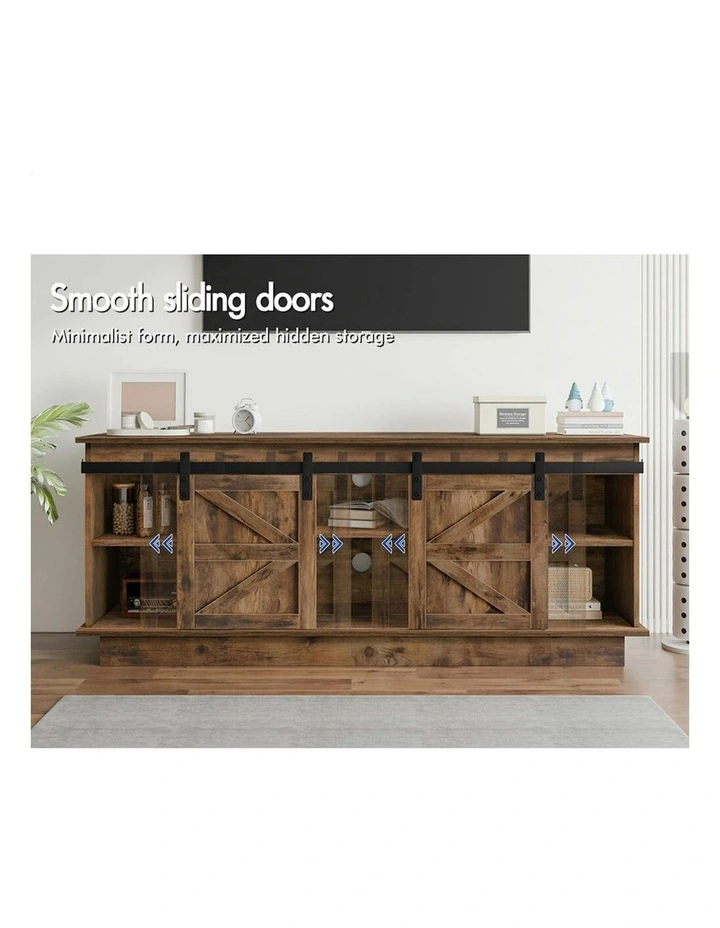 Entertainment Unit Sliding Doors TV Cabinet 150cm in Oak image 2