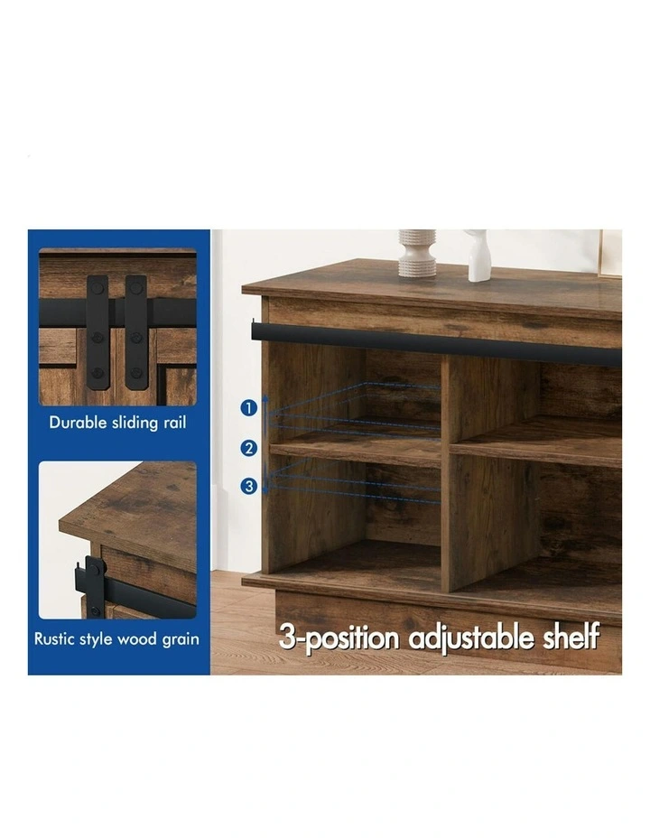 Entertainment Unit Sliding Doors TV Cabinet 150cm in Oak image 3