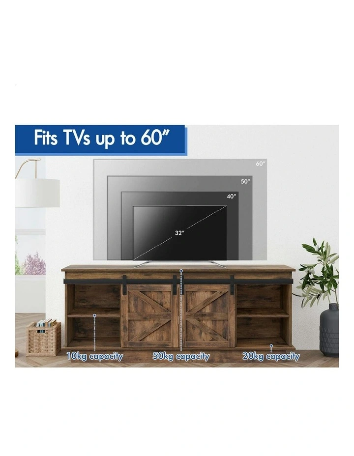 Entertainment Unit Sliding Doors TV Cabinet 150cm in Oak image 7