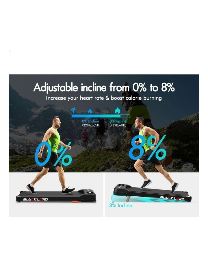 Incline Magnetic Remote Electric Walking Pad Treadmill in Black image 3