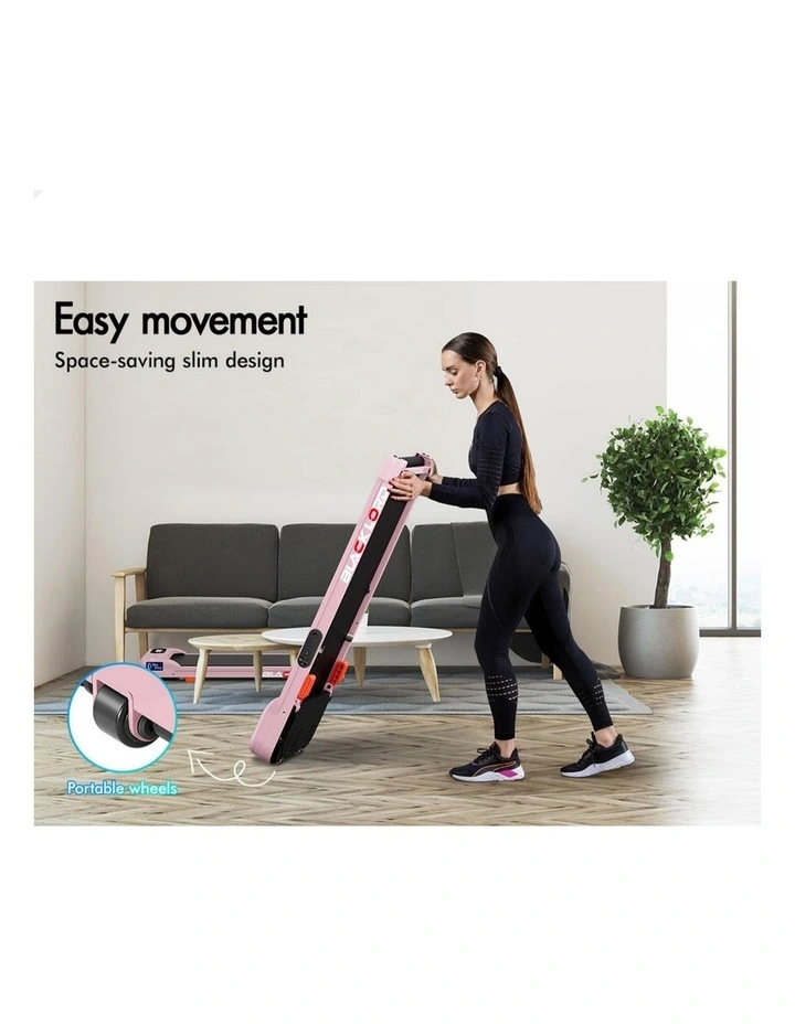 Incline Magnetic Remote Electric Walking Pad Treadmill in Pink image 2