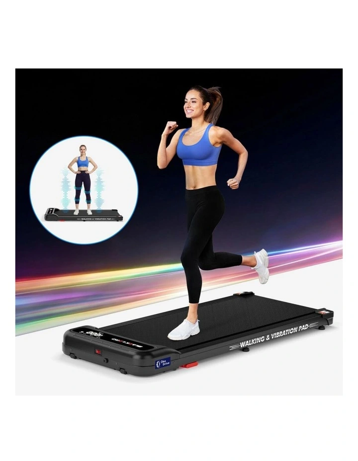 Incline Magnetic Remote 4-in-1 Walking Vibration Pad Treadmill in Black image 3