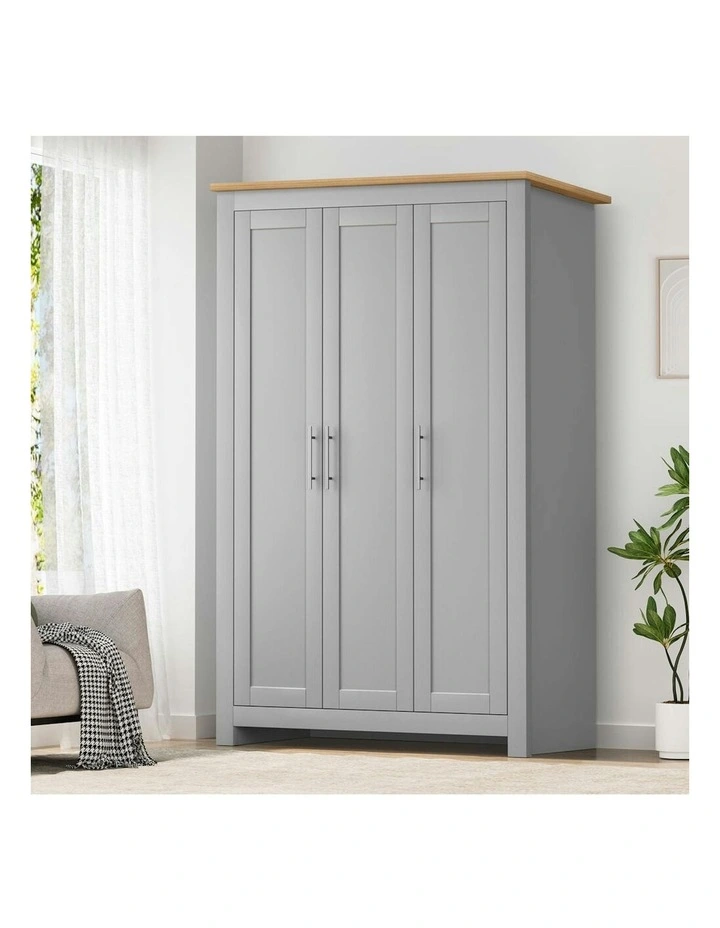Wardrobe Clothes Closet Storage Cabinet in Grey image 2