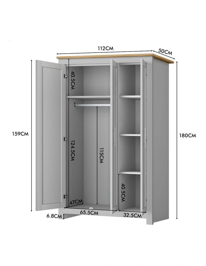 Wardrobe Clothes Closet Storage Cabinet in Grey image 3