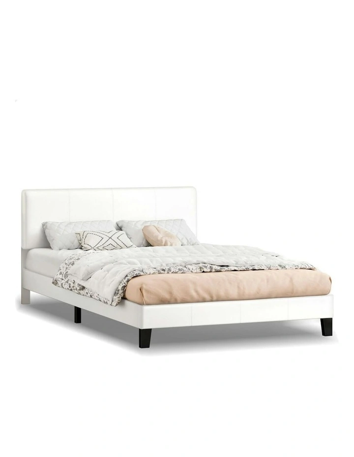 Linus Leather Bed Frame Double Size in White image 1