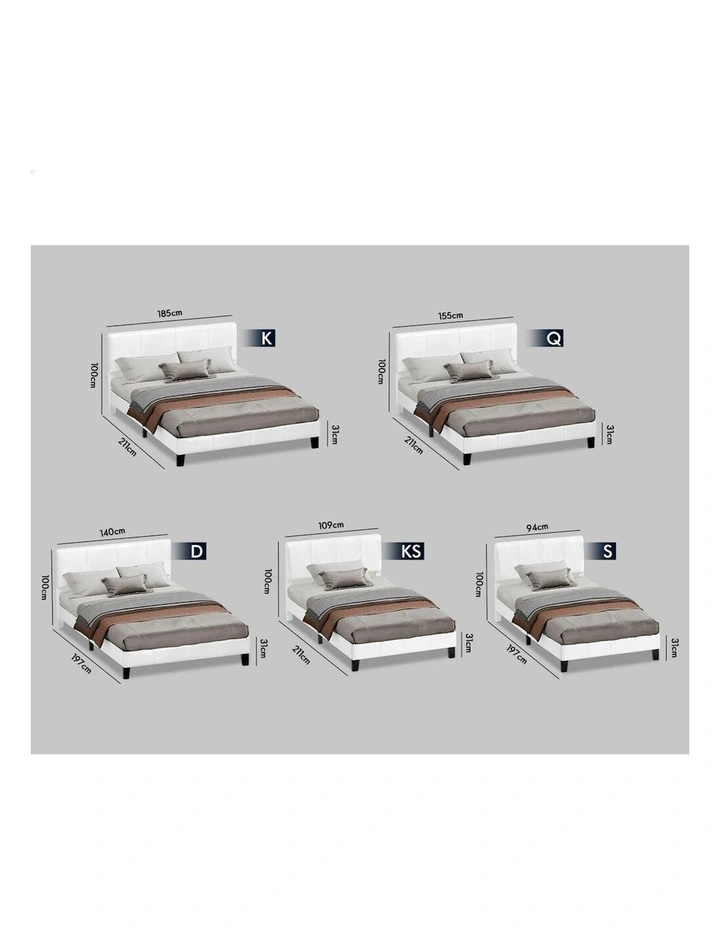 Linus Leather Bed Frame Double Size in White image 7