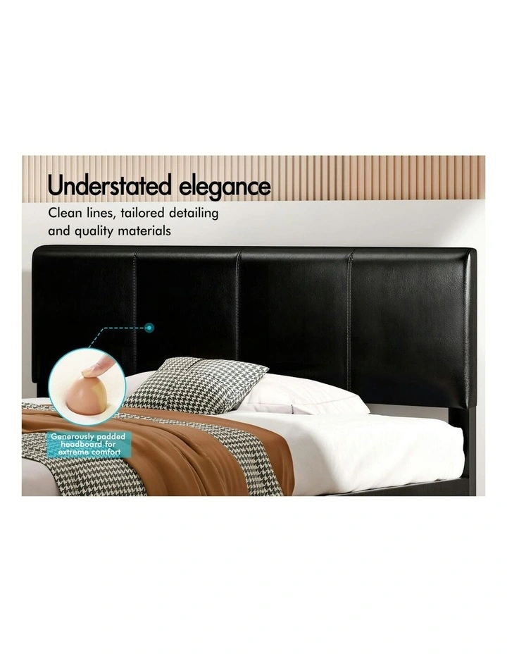 Linus Leather Bed Frame King Single in Black image 2
