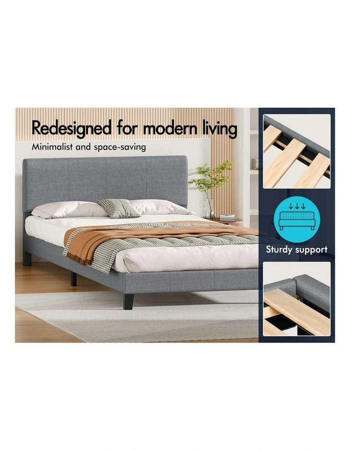 Linus Bed Frame Queen Size in Grey image 3