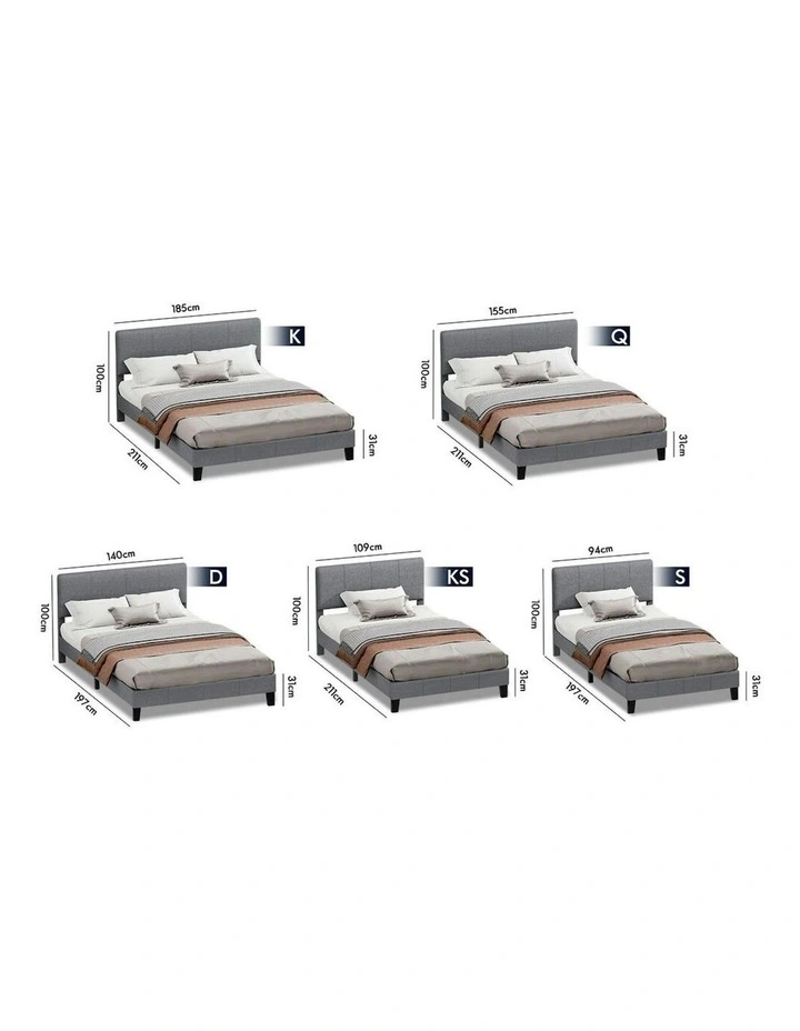 Linus Bed Frame Queen Size in Grey image 5