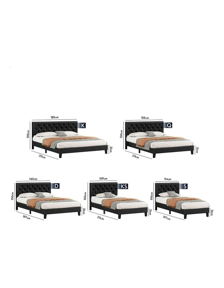 Double Size Bed Frame With Headboard in Black image 5