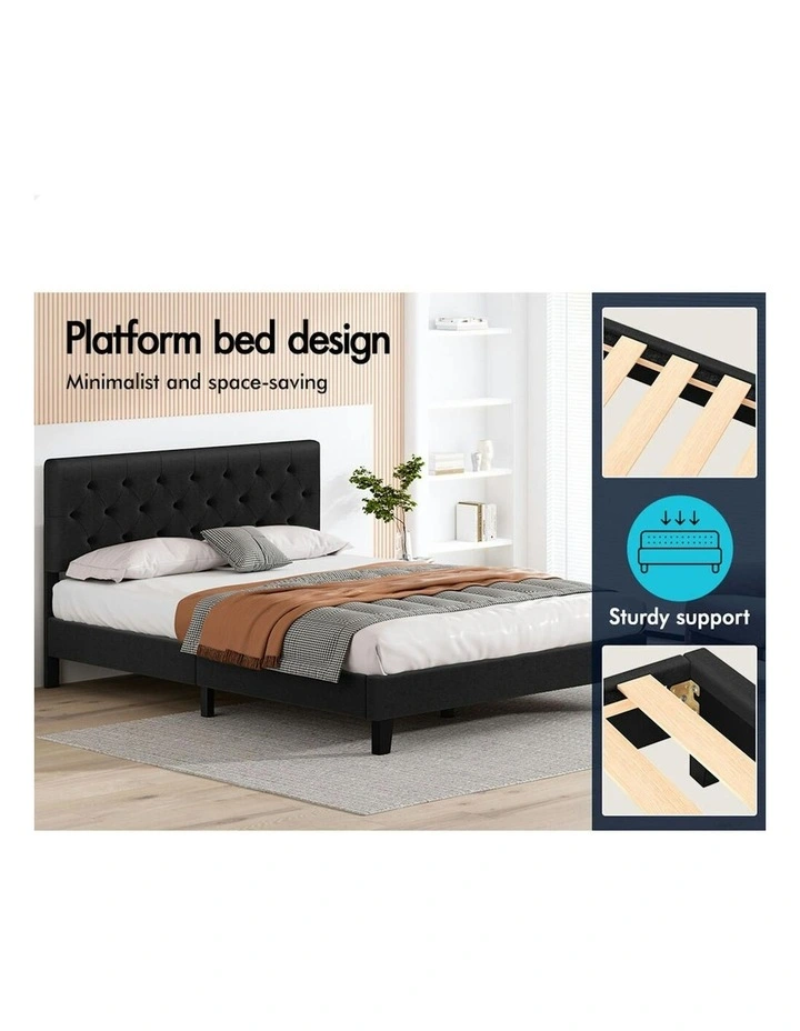 Double Size Bed Frame With Headboard in Charcoal image 3
