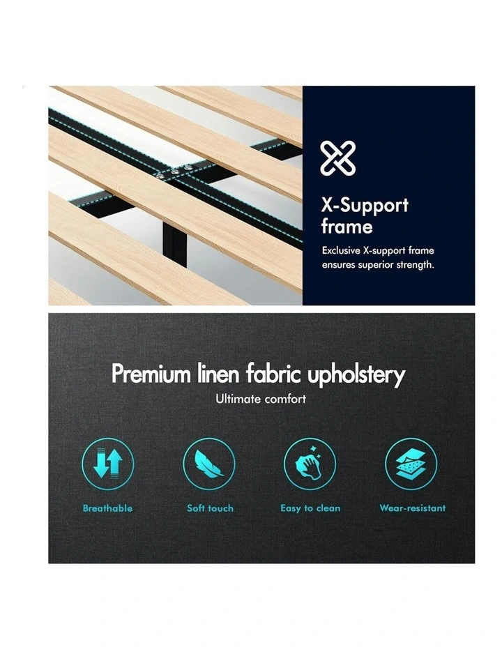 Double Size Bed Frame With Headboard in Charcoal image 6