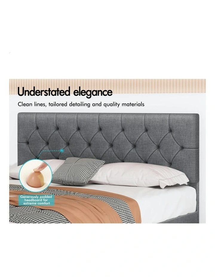 Double Size Bed Frame with Headboard in Grey image 2
