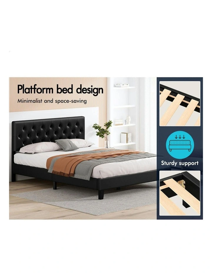 King Size Bed Frame With Headboard in Black image 3