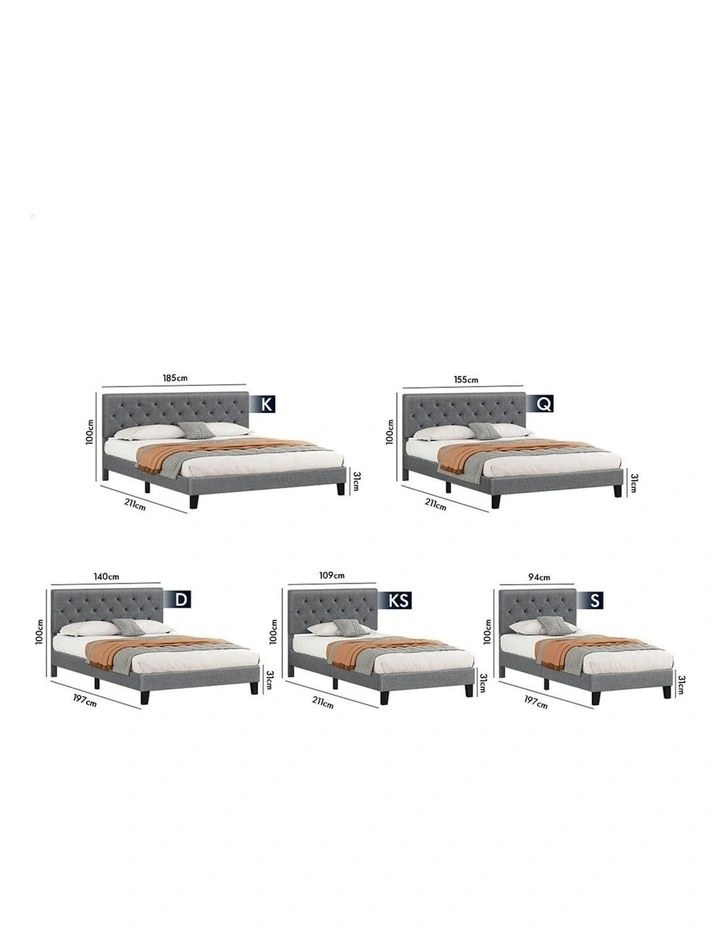 King Size Bed Frame With Headboard in Grey image 5