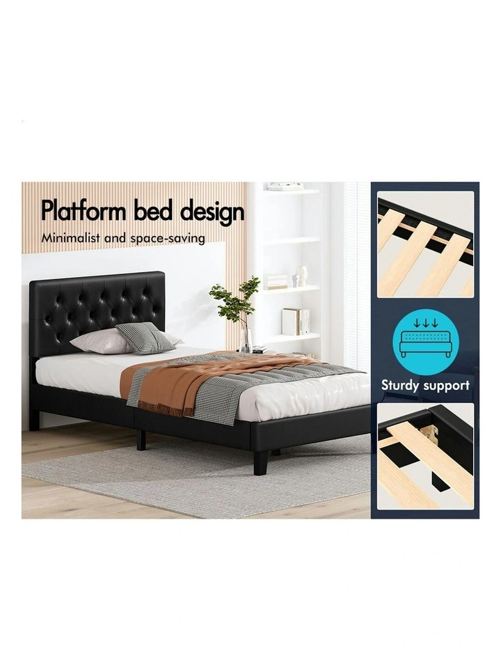 King Bed Frame with Headboard in Black image 3