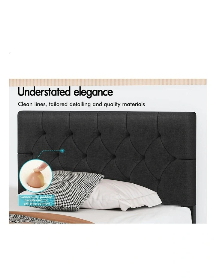 King Bed Frame with Headboard in Charcoal image 2
