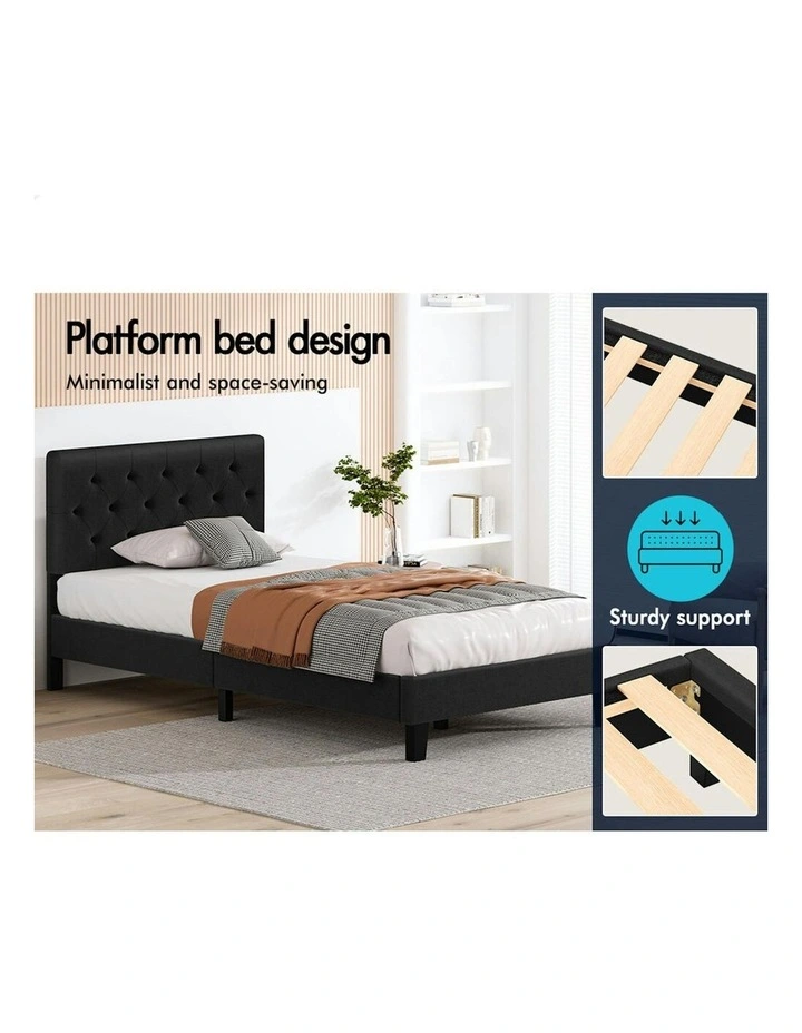 King Bed Frame with Headboard in Charcoal image 3
