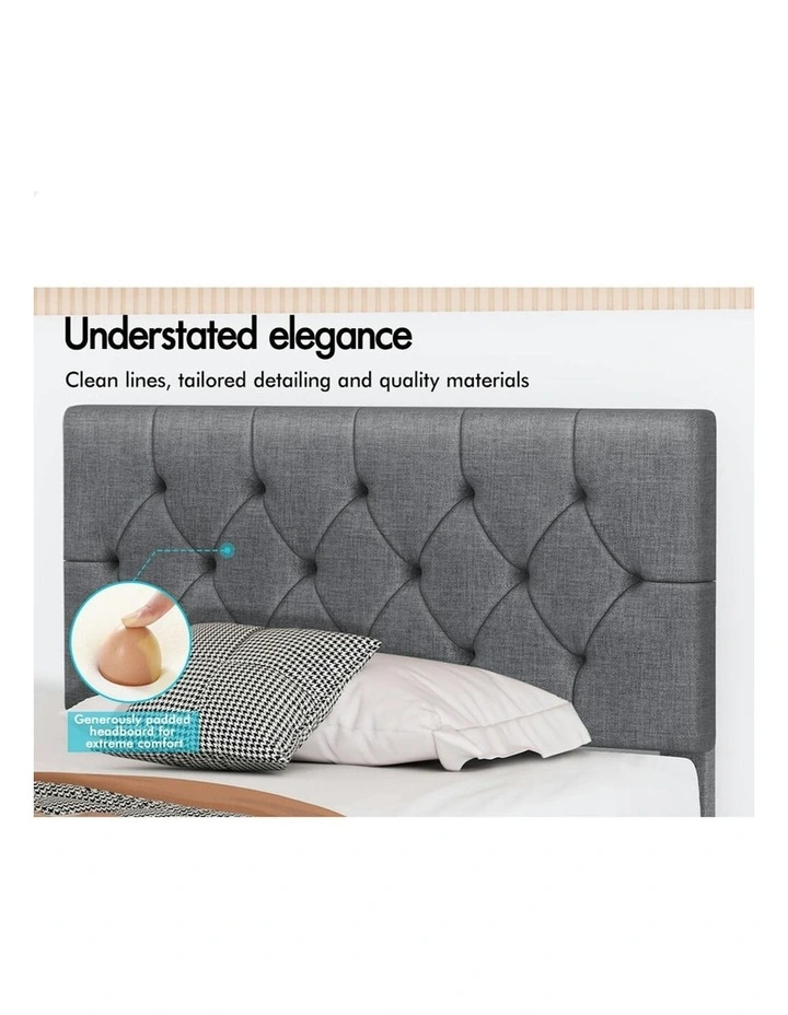 King Bed Frame With Headboard in Grey image 2
