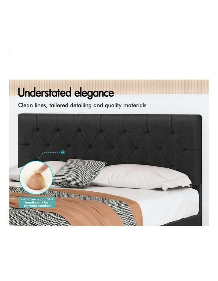 Queen Size Bed Frame With Headboard in Charcoal image 2