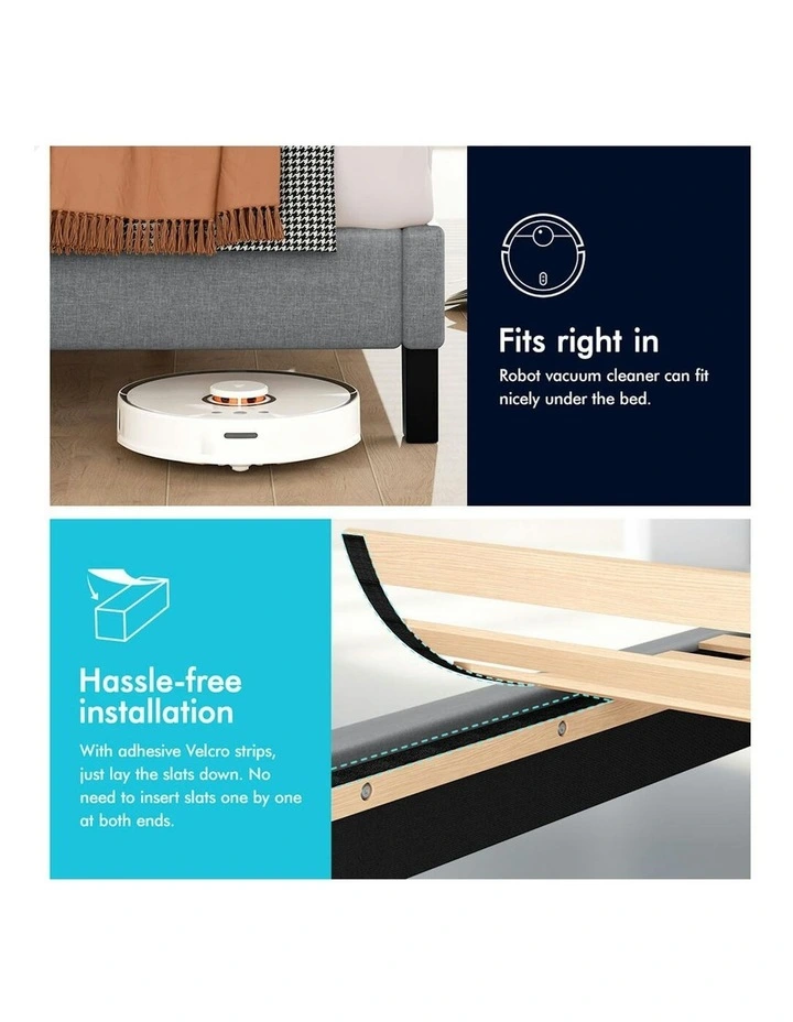 Queen Size Bed Frame With Headboard in Grey image 4