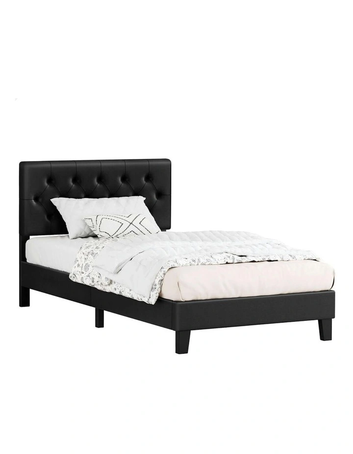 Single Size Bed Frame With Headboard in Black image 1