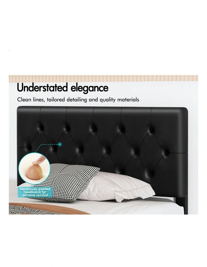 Single Size Bed Frame With Headboard in Black image 2