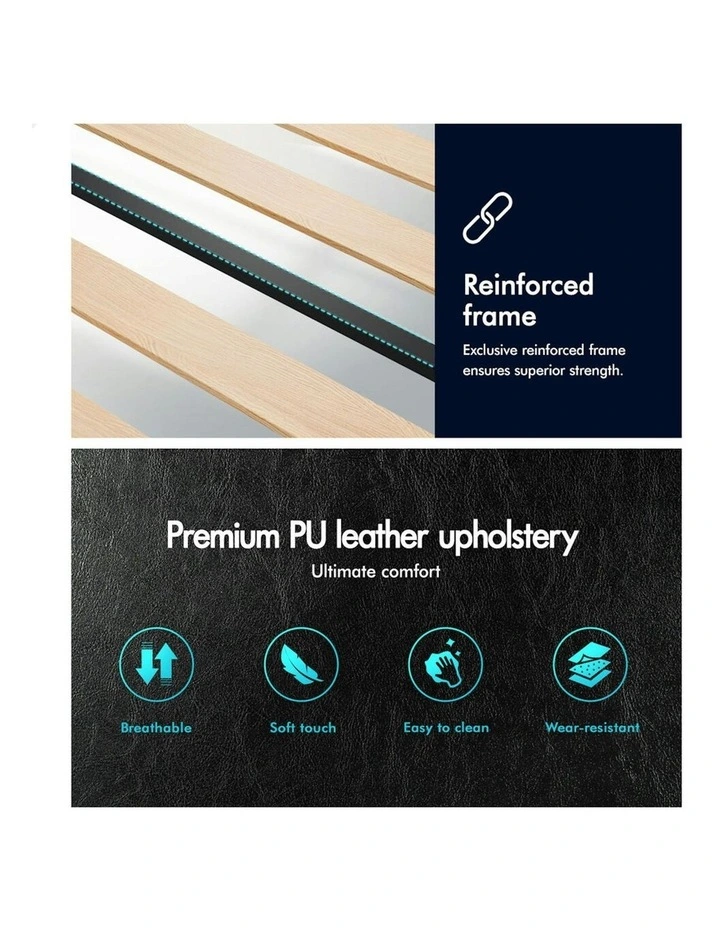 Single Size Bed Frame With Headboard in Black image 6