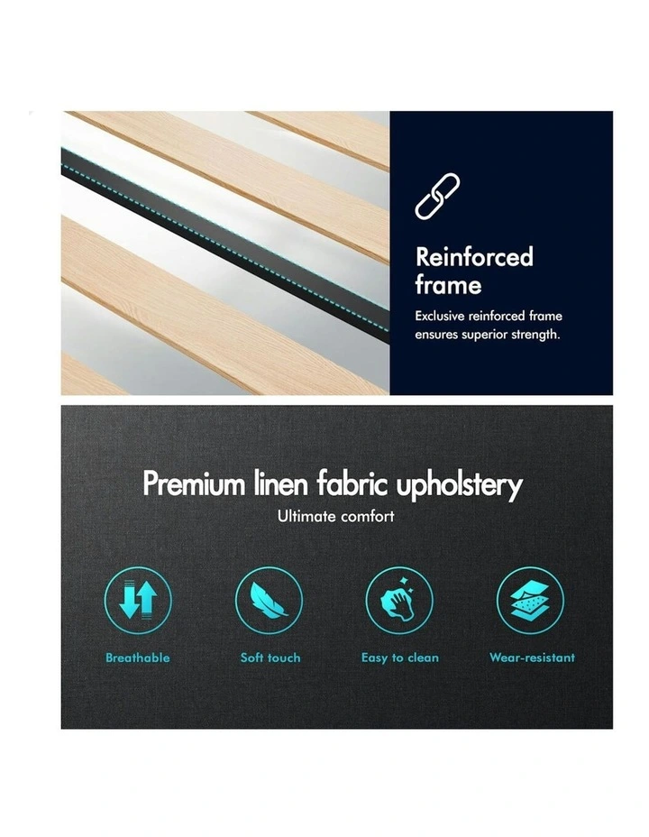 Single Size Bed Frame With Headboard in Charcoal image 6