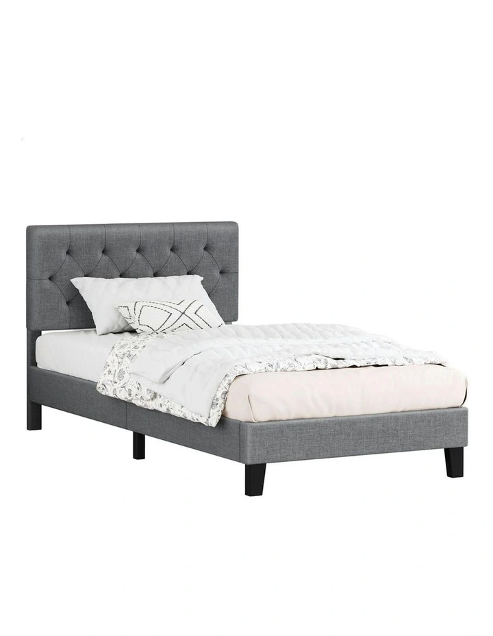 Single Size Bed Frame With Headboard in Grey image 1