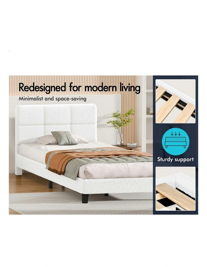 King Single Bed Frame in White image 3