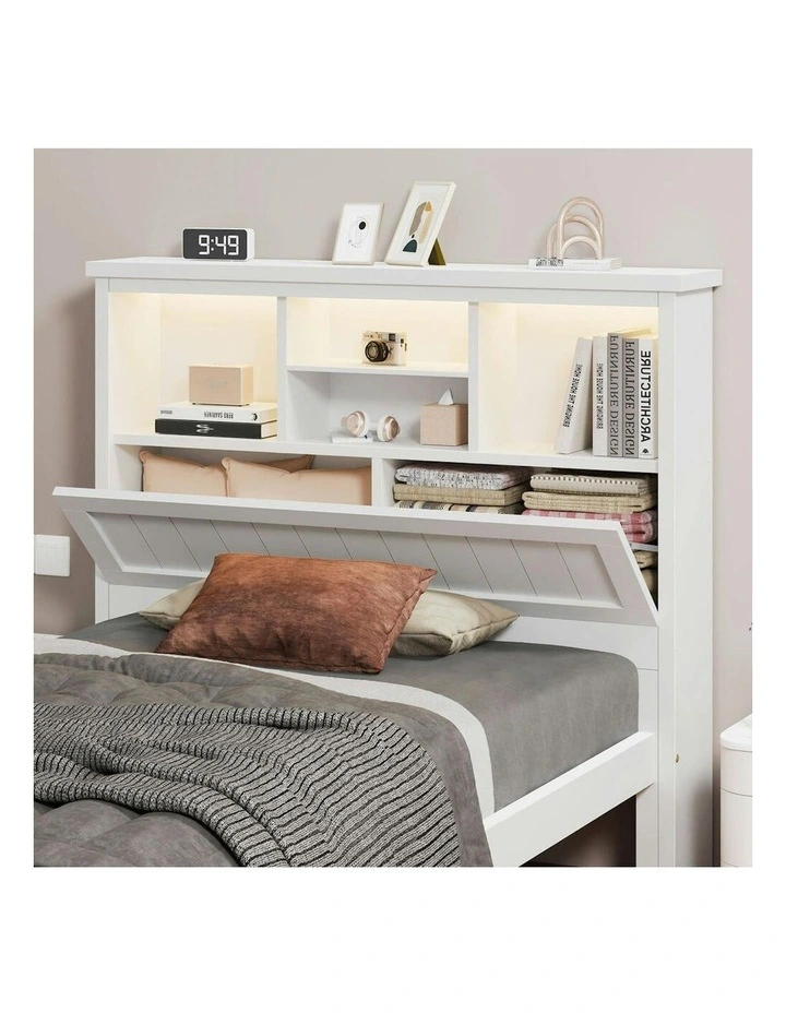 King Single Mattress Base Wooden Bed Frame in White image 3