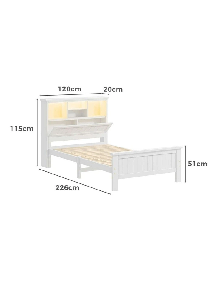 King Single Mattress Base Wooden Bed Frame in White image 6