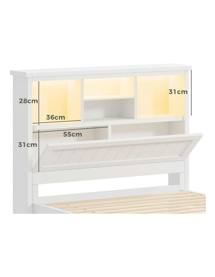 King Single Mattress Base Wooden Bed Frame in White image 7