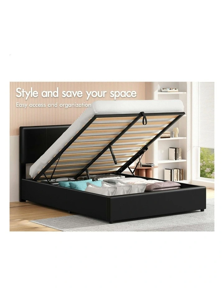 Double Bed Frame With Headboard in Black image 3
