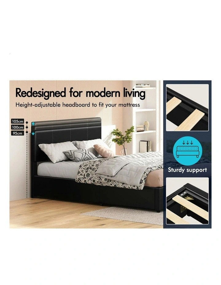 Double Bed Frame With Headboard in Black image 5