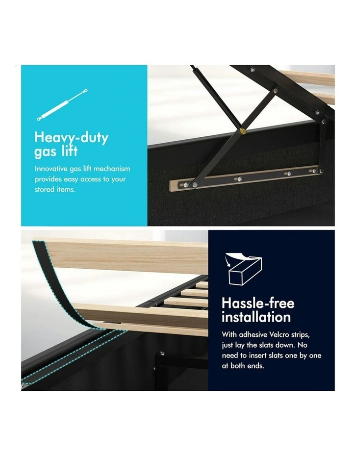 Double Bed Frame With Headboard in Black image 6