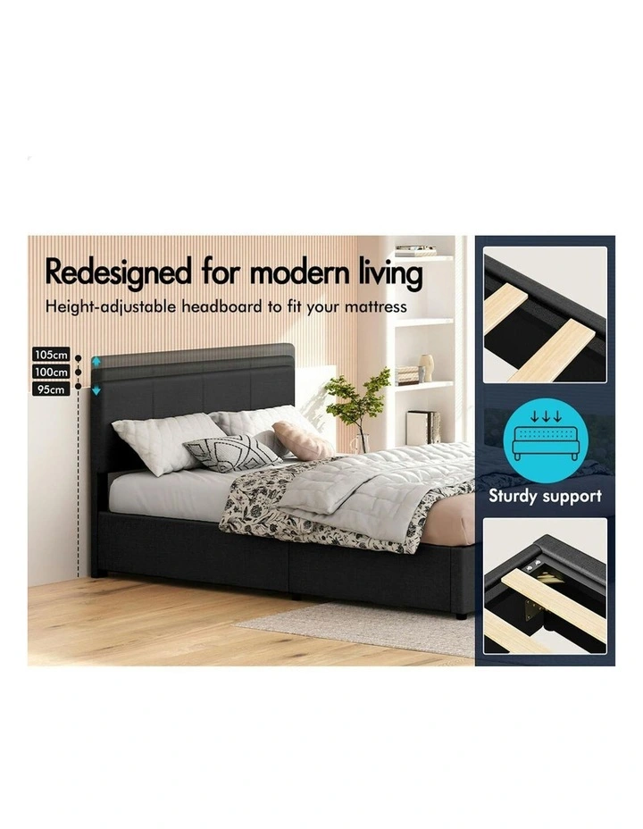 Double Bed Frame With Headboard in Charcoal image 5
