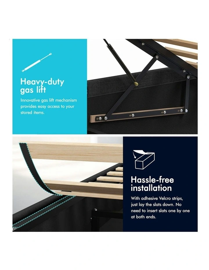 Double Bed Frame With Headboard in Charcoal image 6