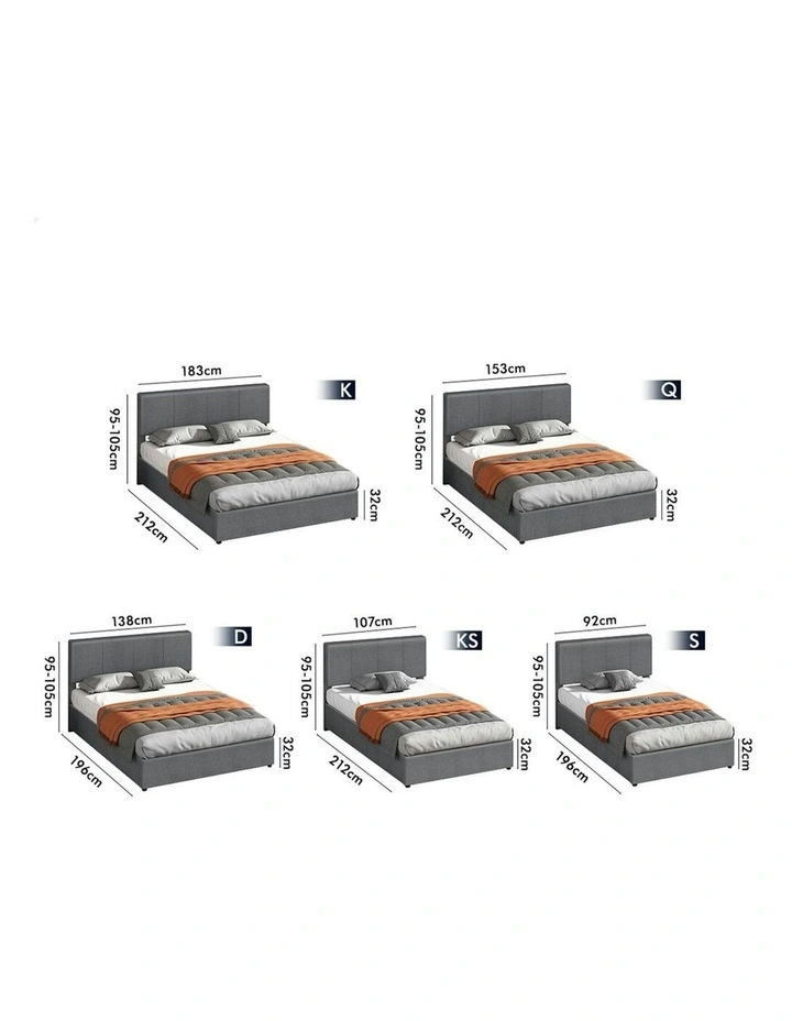 Double Bed Frame With Headboard in Grey image 7