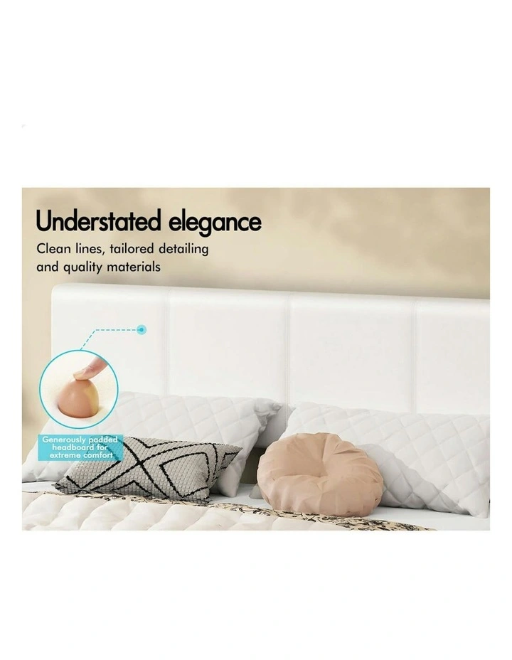 Double Bed Frame With Headboard in White image 4