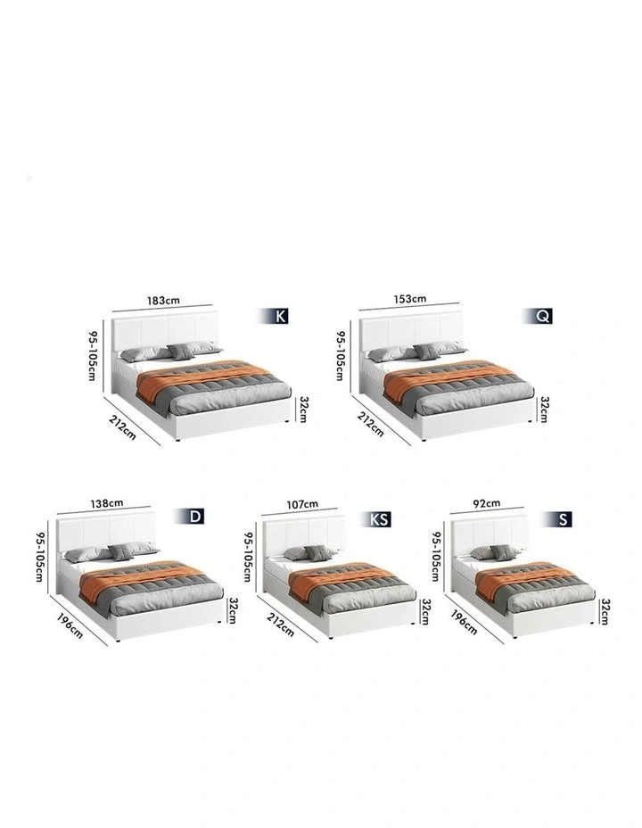 Double Bed Frame With Headboard in White image 7