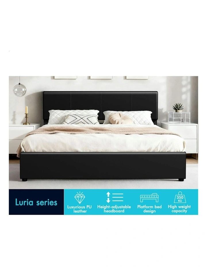 King Bed Frame With Headboard in Black image 2