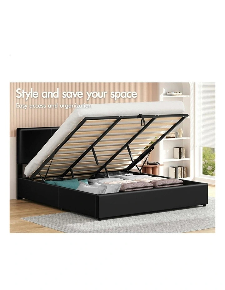 King Bed Frame With Headboard in Black image 3