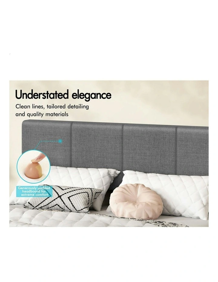 King Bed Frame With Headboard in Grey image 4